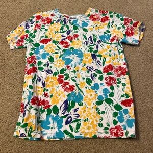 Basic Editions Colorful Floral Short Sleeve Tee